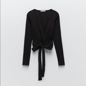 ZARA long sleeve wrap top